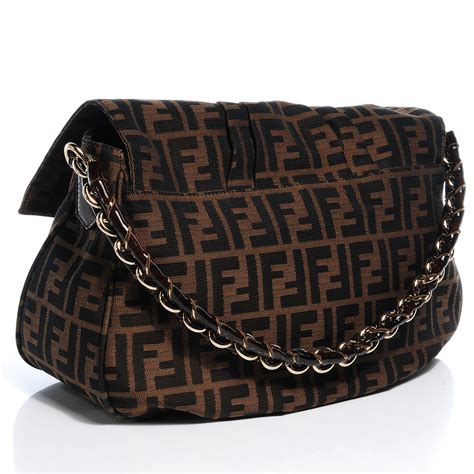 Fendi Zucca Mia Flap Shoulder Bag 